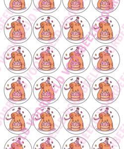 Eetbare Cupcakeprint Capibara - 24 cupcake rondjes