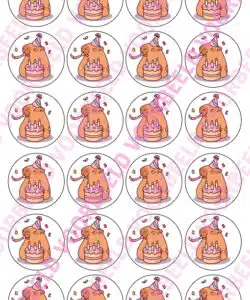 Eetbare Cupcakeprint Capibara - 24 cupcake rondjes