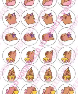 Eetbare Cupcakeprint Capibara 2 - 24 cupcake rondjes