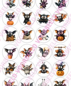 Eetbare Cupcakeprint Halloween Cute Bats - 24 cupcake rondjes