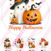 Eetbare taartprint halloween funny ghosts - 18 cm rond rond + 8 cupcake rondjes bij cake, bake & love 1
