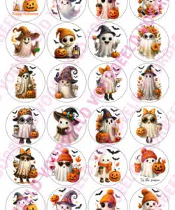 Eetbare Cupcakeprint Funny Ghosts - 24 cupcake rondjes