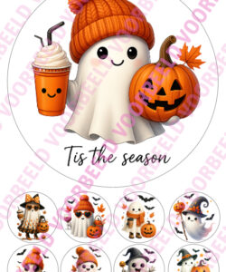 Eetbare Taartprint Halloween Tis the Season - 18 cm rond rond + 8 cupcake rondjes