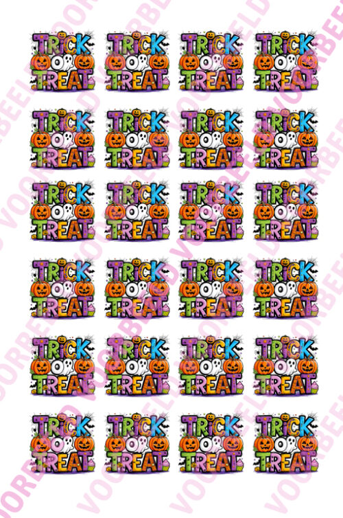 Eetbare cupcakeprint trick or treat - 24 cupcake vierkantjes