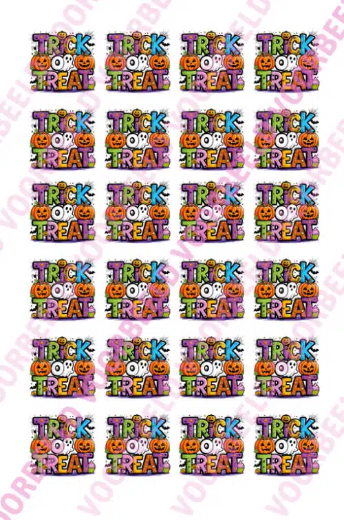 Eetbare cupcakeprint trick or treat - 24 cupcake vierkantjes