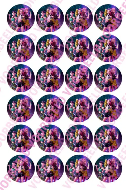 Eetbare cupcakeprint kpop demon hunters- 24 cupcake rondjes