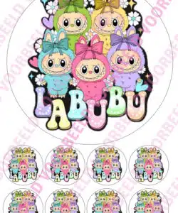 Eetbare Taartprint Labubu - 18 cm rond rond + 8 cupcake rondjes