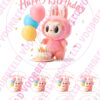 Eetbare taartprint labubu happy birthday - 18 cm rond rond + 8 cupcake rondjes bij cake, bake & love 3