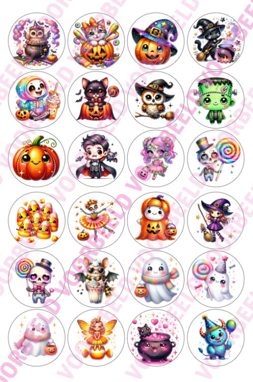 Eetbare cupcakeprint super cute halloween - 24 cupcake rondjes