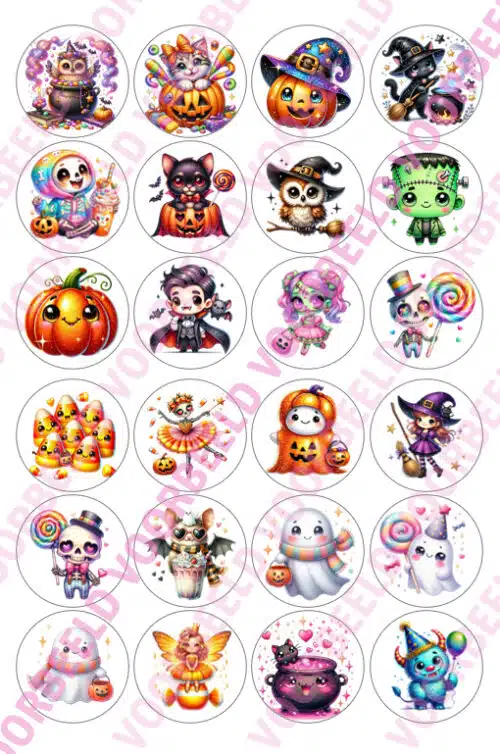 Eetbare cupcakeprint super cute halloween - 24 cupcake rondjes