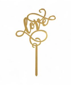 Caketopper Love Acryl Goud