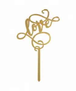 Caketopper Love Acryl Goud