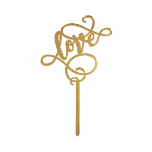 Caketopper love acryl goud