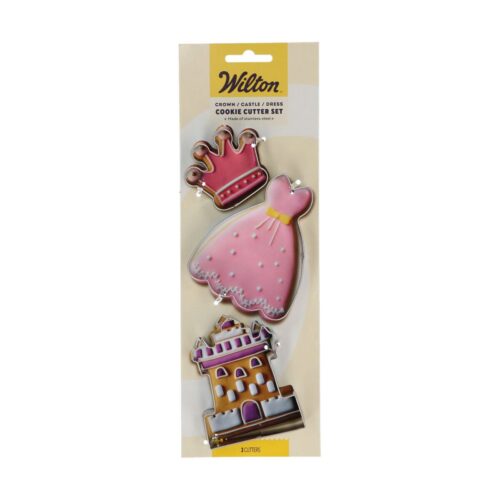 Wilton koekjesuitsteker kroon - kasteel - prinsessenjurk set/3