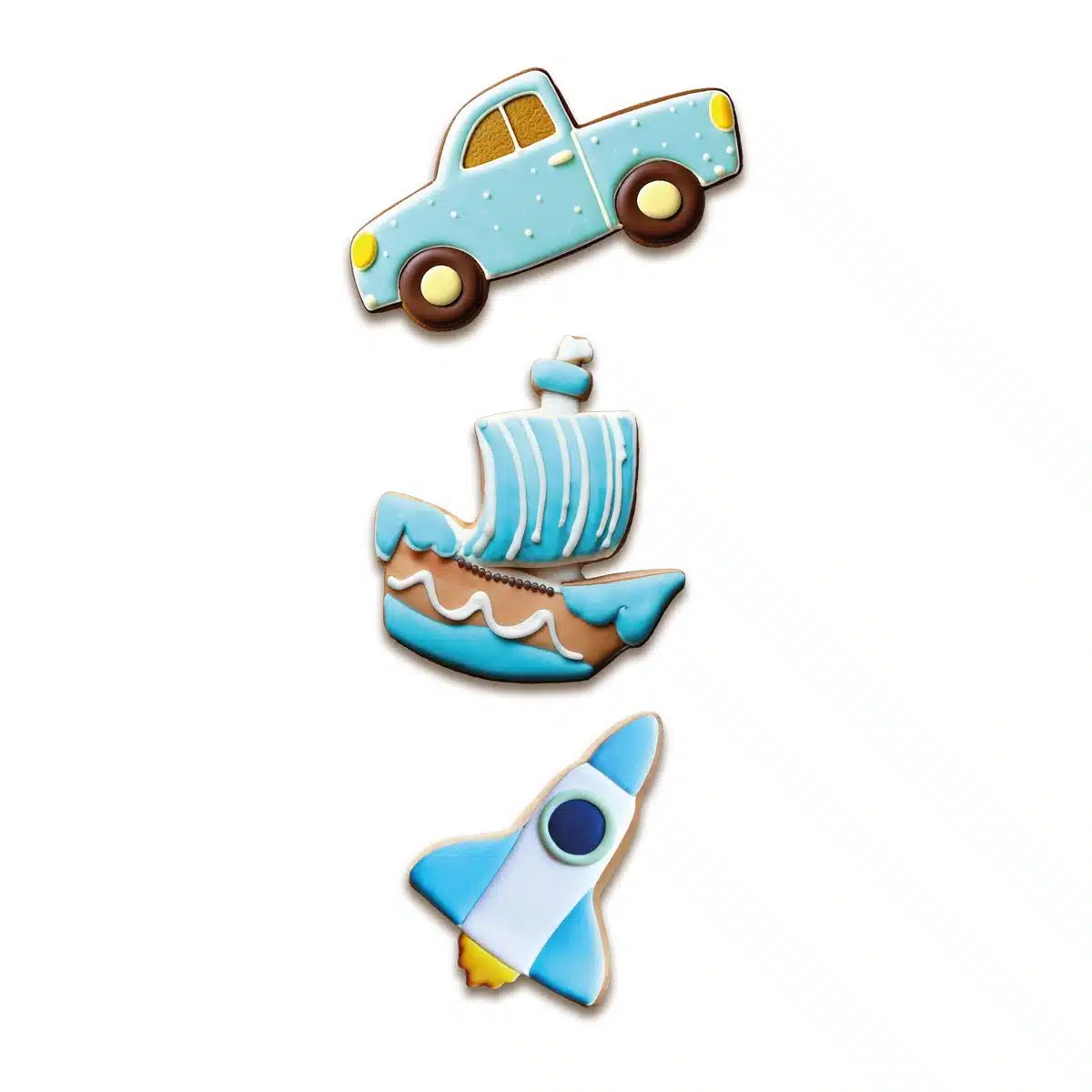 Wilton koekjesuitsteker auto - raket - schip set/3 bij cake, bake & love 6 Wilton koekjesuitsteker auto - raket - schip set/3 - afbeelding 2
