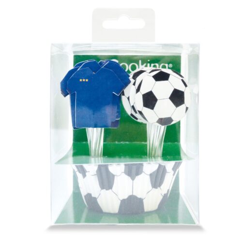 Scrapcooking voetbal cupcake bakjes + prikkers pk/24