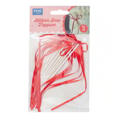 Pme lintstrik taarttoppers rood pk/8 bij cake, bake & love 5 Pme lintstrik taarttoppers rood pk/8