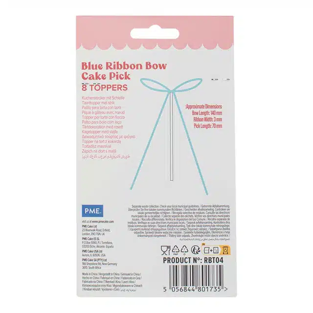 Pme lintstrik taarttoppers blauw pk/8 bij cake, bake & love 6 Pme lintstrik taarttoppers blauw pk/8 - afbeelding 2