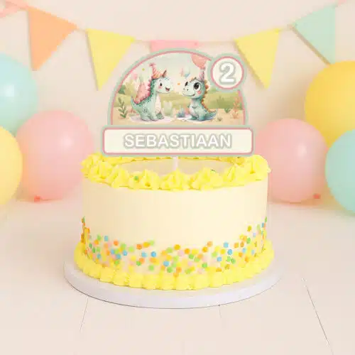 Gepersonaliseerde taarttopper - baby dino's