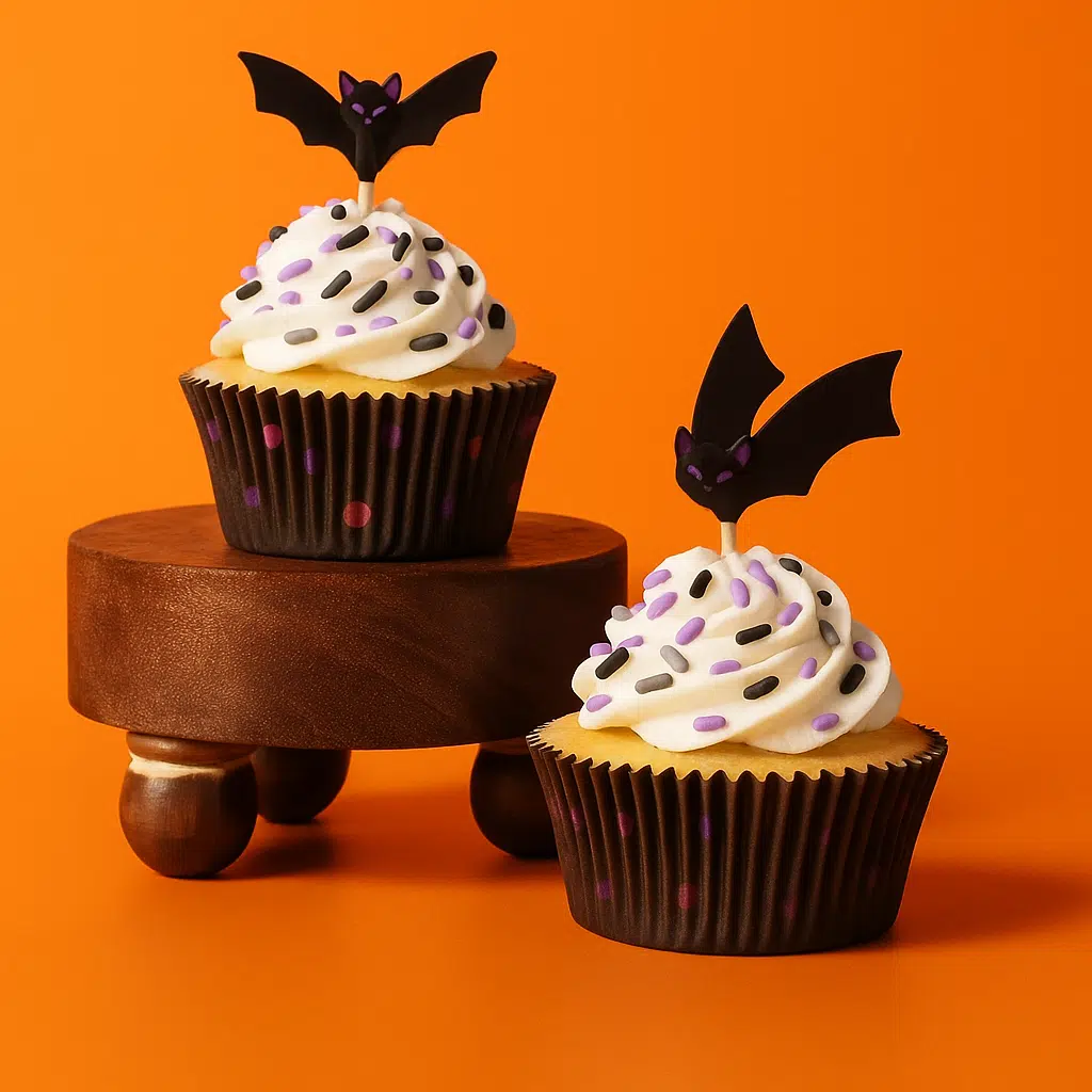 Halloween vleermuis cupcakes pakket bij cake, bake & love 6 Halloween vleermuis cupcakes pakket - afbeelding 2