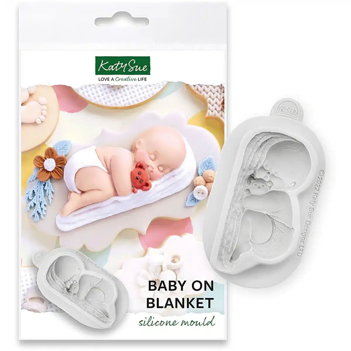 Katy sue siliconen mal - baby on blanket bij cake, bake & love 5 Katy sue siliconen mal - baby on blanket