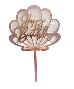 Caketopper Happy Birthday Schelp Parelmoer/Rosé Goud