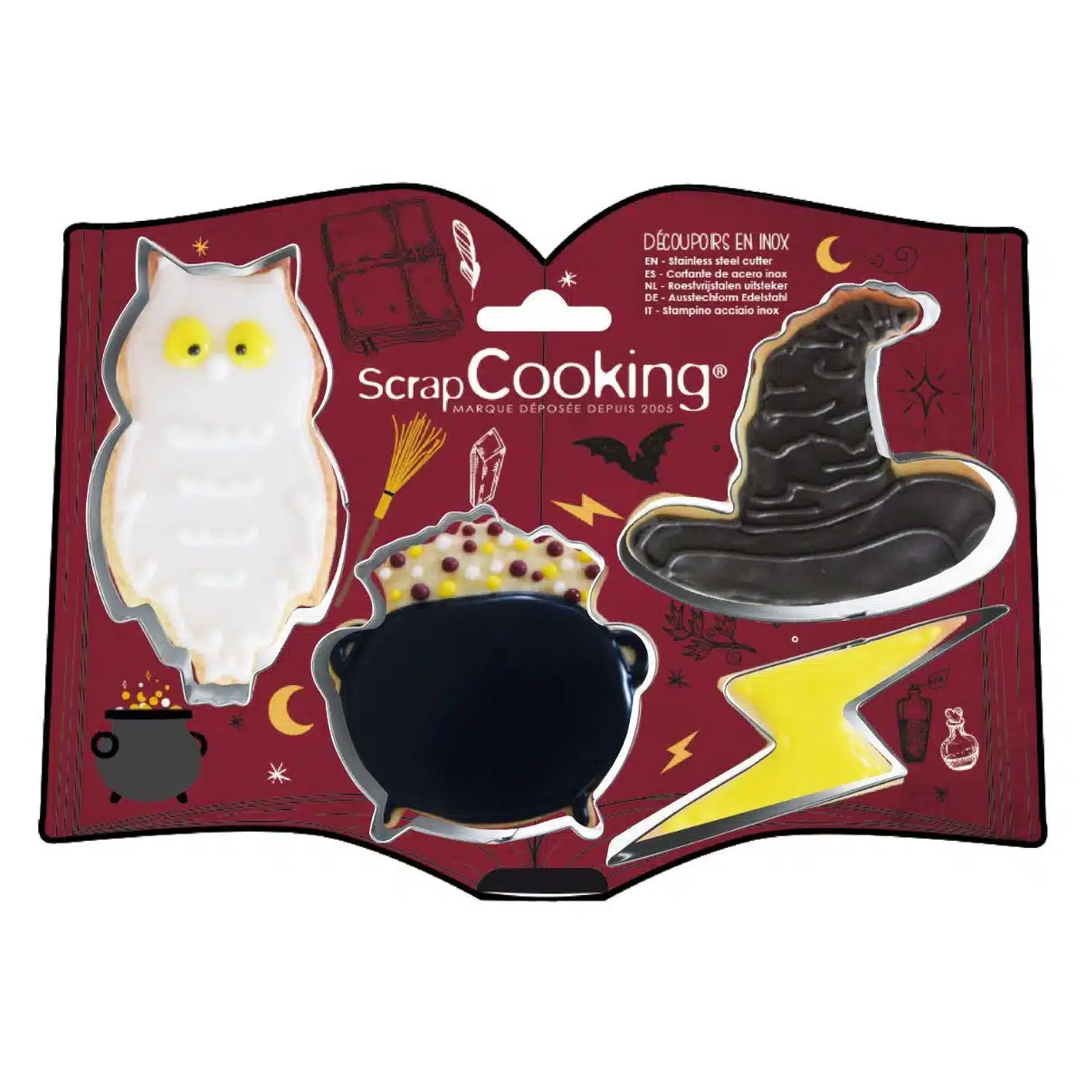 Scrapcooking cookie cutter wizard set/4 bij cake, bake & love 5 Scrapcooking cookie cutter wizard set/4