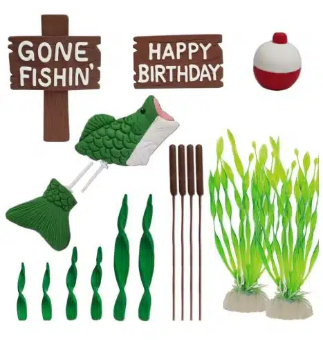 Taartdecoratie gone fishing set/17 bij cake, bake & love 5 Taartdecoratie gone fishing set/17