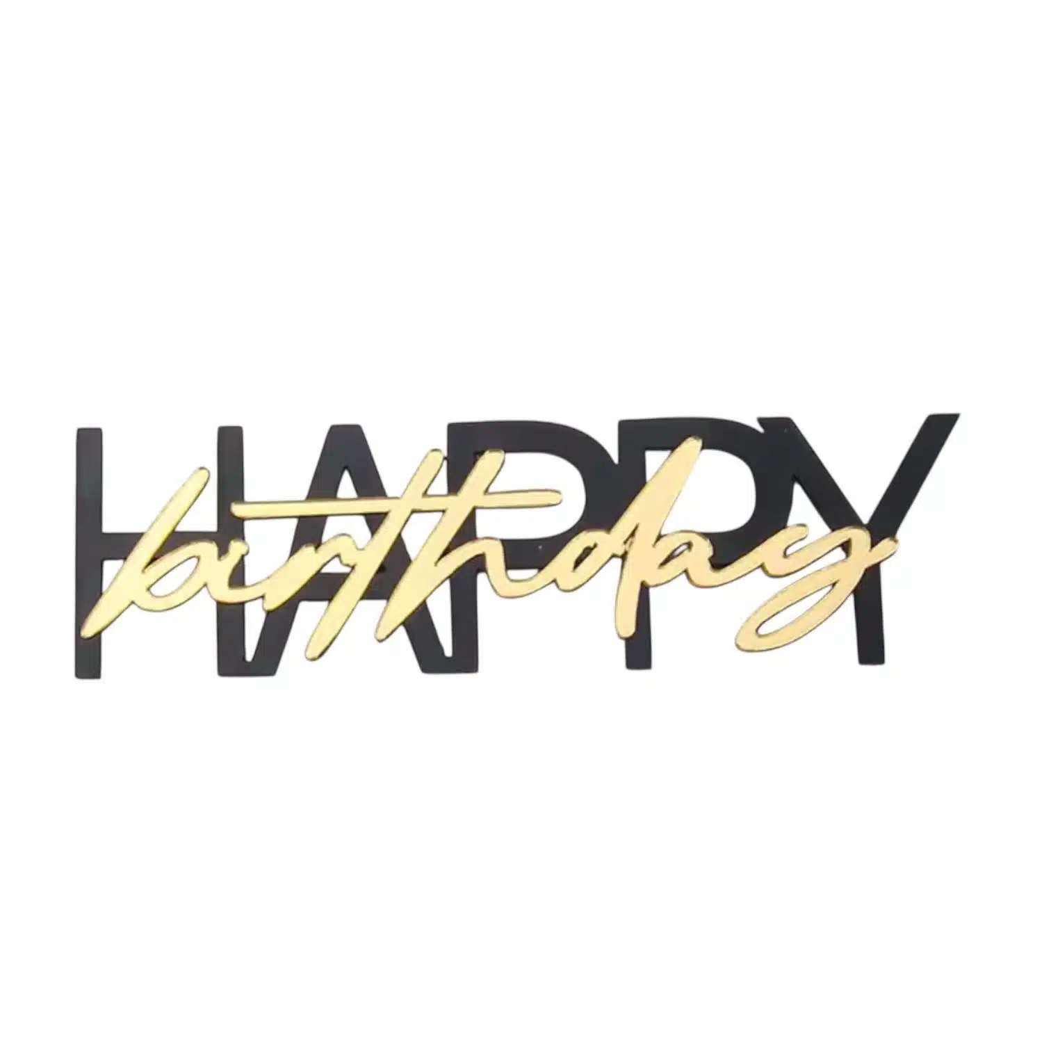 Cake decoration happy birthday black/gold bij cake, bake & love 3 Cake decoration happy birthday black/gold