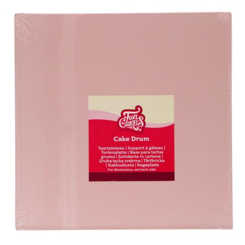 Funcakes cake drum vierkant pastel roze 25 cm