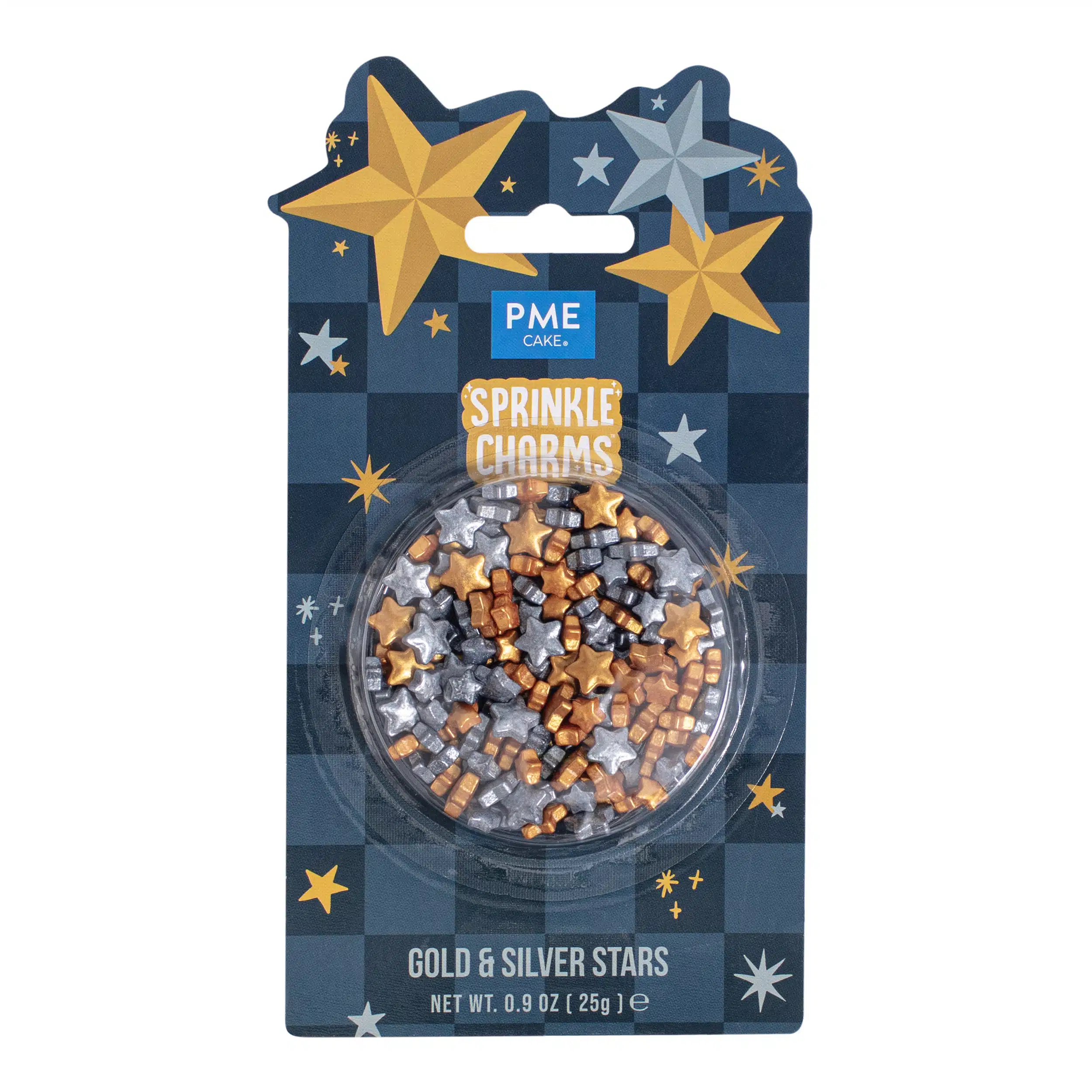 Pme christmas charms - gold & silver stars 25 gr bij cake, bake & love 5 Pme christmas charms - gold & silver stars 25 gr