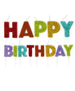 Anniversary House Happy Birthday Candles Rainbow Glitter pk/13