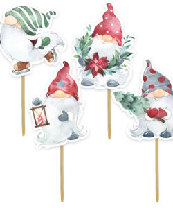 Anniversary House Christmas Gnome Cupcake Toppers pk/12