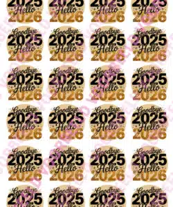 Eetbare Cupcakeprint Goodbye 2025 Hello 2026 - 24 cupcake rondjes