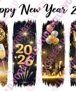 Eetbare Taartprint Happy New Year 2026 rechthoek 25 x 19 cm