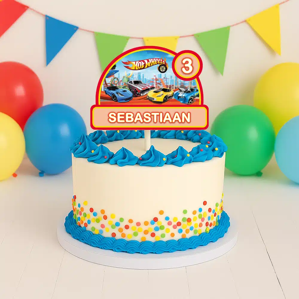 Gepersonaliseerde taarttopper - hot wheels bij cake, bake & love 5 Gepersonaliseerde taarttopper - hot wheels