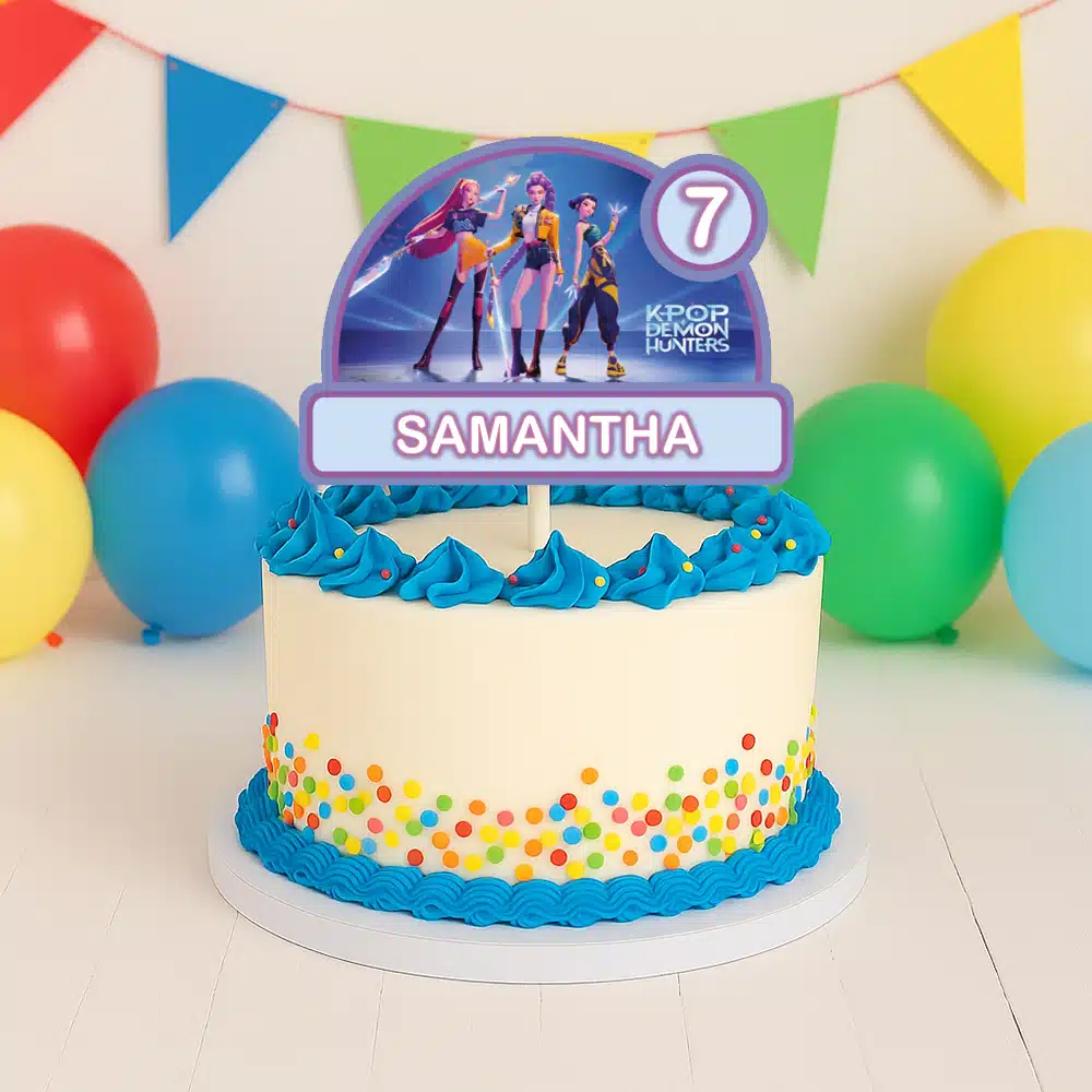 Gepersonaliseerde taarttopper - kpop demon hunters versie 2 bij cake, bake & love 5 Gepersonaliseerde taarttopper - kpop demon hunters versie 2