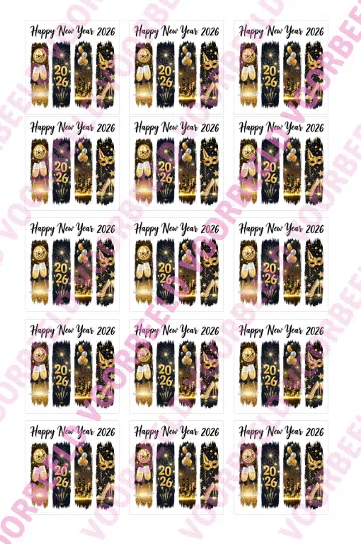 Eetbare taartprint happy new year 2026 vierkantjes 5 cm - 15 stuks bij cake, bake & love 3 Eetbare taartprint happy new year 2026 vierkantjes 5 cm - 15 stuks