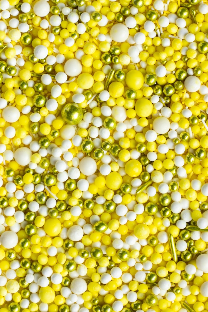 Sprinkley sprinkles - yellow & gold mix 80 gram bij cake, bake & love 5 Sprinkley sprinkles - yellow & gold mix 80 gram