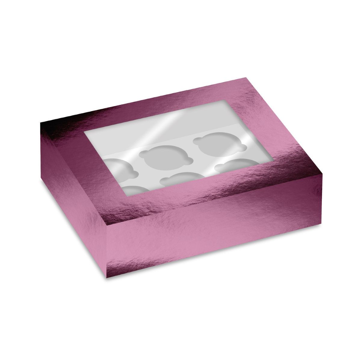 Simply making cupcake box venster roze metallic 6 pk/2 bij cake, bake & love 3 Simply making cupcake box venster roze metallic 6 pk/2