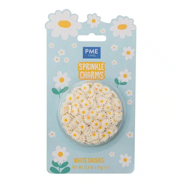Pme sprinkle charms witte madeliefjes 25 gram bij cake, bake & love 5 Pme sprinkle charms witte madeliefjes 25 gram