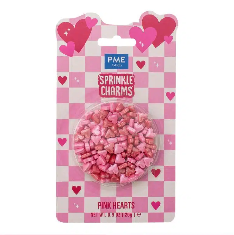 Pme sprinkle charms roze hartjes 25 gram bij cake, bake & love 5 Pme sprinkle charms roze hartjes 25 gram
