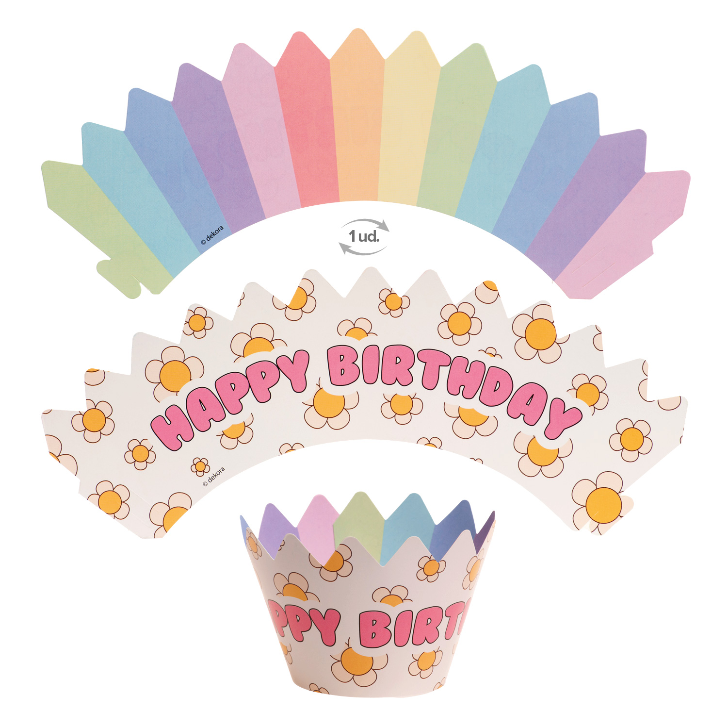 Dekora flower power cupcake wrappers + prikkes set/12 bij cake, bake & love 6 Dekora flower power cupcake wrappers + prikkes set/12 - afbeelding 2