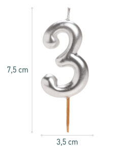 Dekora silver comic birthday candle - 3 bij cake, bake & love 8