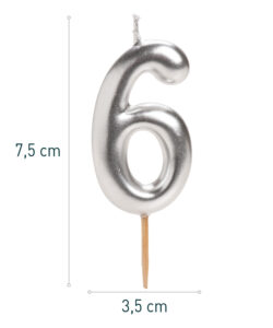 Dekora silver comic birthday candle - 6 bij cake, bake & love 8