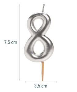 Dekora silver comic birthday candle - 8 bij cake, bake & love 8