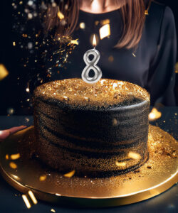 Dekora silver comic birthday candle - 8 bij cake, bake & love 10