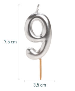 Dekora silver comic birthday candle - 9 bij cake, bake & love 8