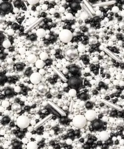 Sprinkley Sprinkles - Zilver, Zwart en Wit Parel Mix 80 gram