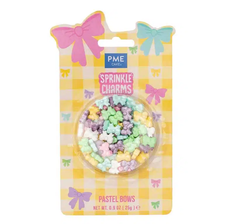 Pme sprinkle charms pastel strikjes 25 gram bij cake, bake & love 5 Pme sprinkle charms pastel strikjes 25 gram